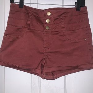 High waisted burnt orange shorts